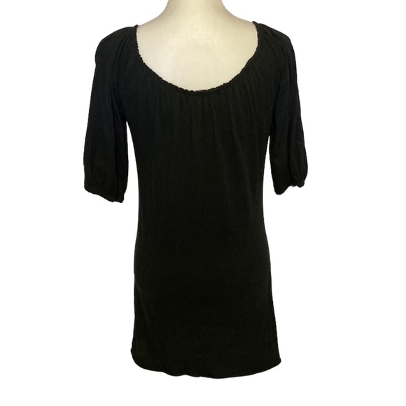 Vintage Bejeweled By Susan Fixel long black top with gold rhinestones. - Picture 2 of 7